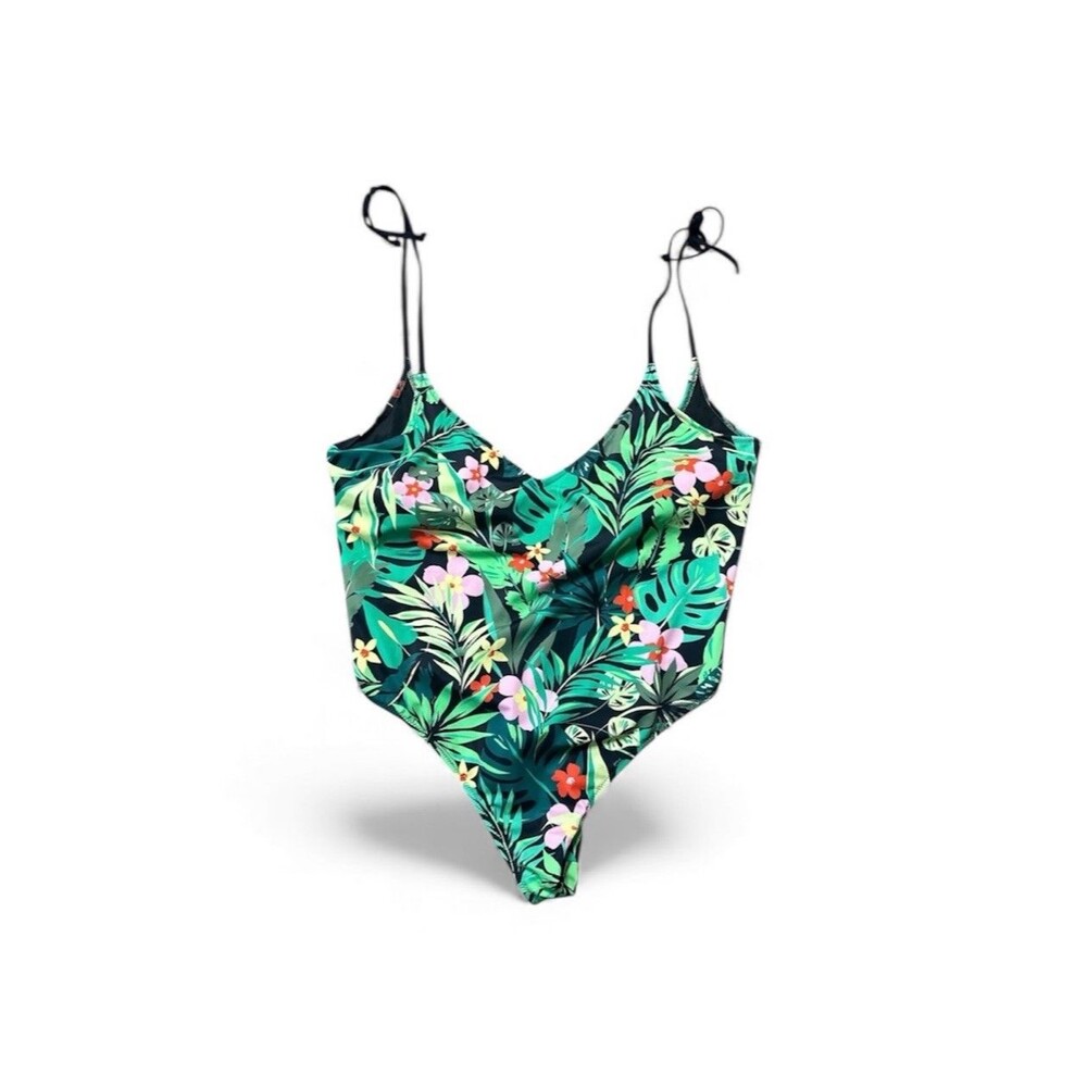 Plus Size Tropical One Piece Swimsuit Women 2X Jungle Botanical Cruise Pool Deck